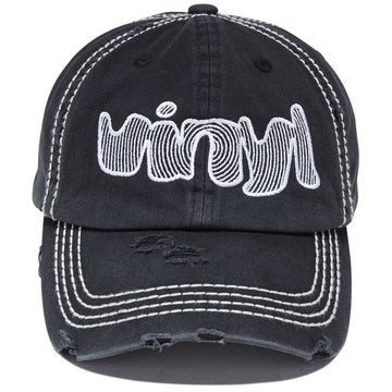 Vinyl Spiral Dad Hat - Distressed Black