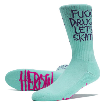 Heroin Fuck Drugs Socks - Green