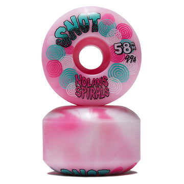 Snot Nolan Houghton Spiral Wide Boys 99a Skateboard Wheels - Pink/White Swirl - 58mm