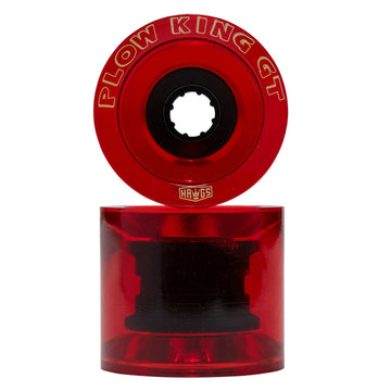 Hawgs Plow King GT 76a Longboard Wheels - Clear Glossy Red - 74mm