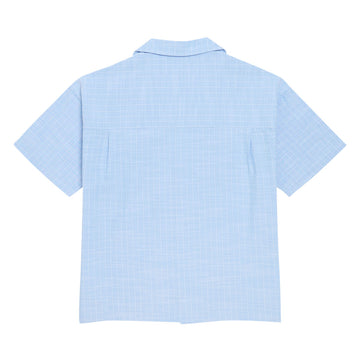 Less Than Local Linen Button Up Shirt - Blue Pinstripe