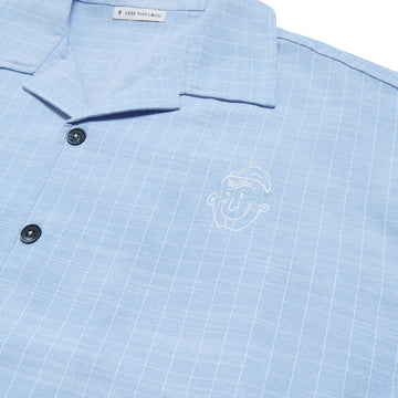 Less Than Local Linen Button Up Shirt - Blue Pinstripe