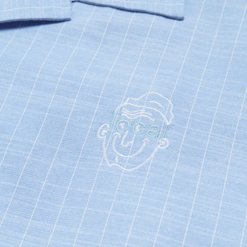 Less Than Local Linen Button Up Shirt - Blue Pinstripe