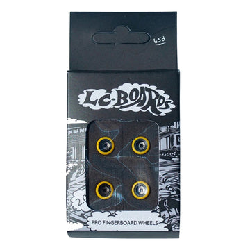 LC Boards Dual Core Urethane Pro 65D Fingerboard Wheels - Black/Yellow