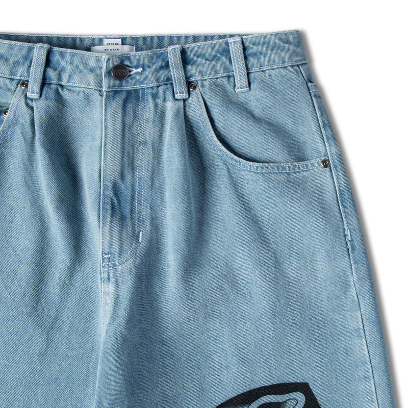 CCS x Tyler Quigley Big Cats 97 Star Denim Shorts - Rinsed Blue