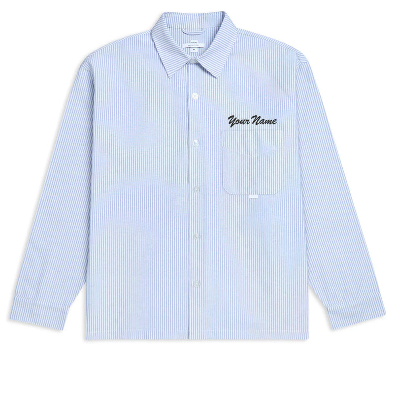 CCS Custom Embroidered Box Oxford Shirt - Blue Stripe - XS