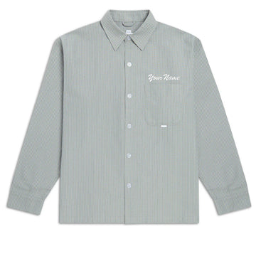 CCS Custom Embroidered Box Oxford Shirt - Green Stripe - XL