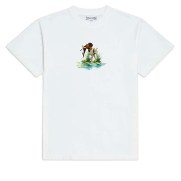 Sin Bin Dog With Bird T-Shirt - White