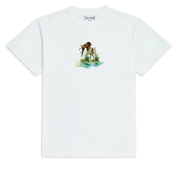 Sin Bin Dog With Bird T-Shirt - White - SM