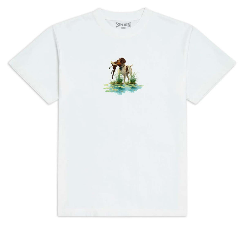 Sin Bin Dog With Bird T-Shirt - White