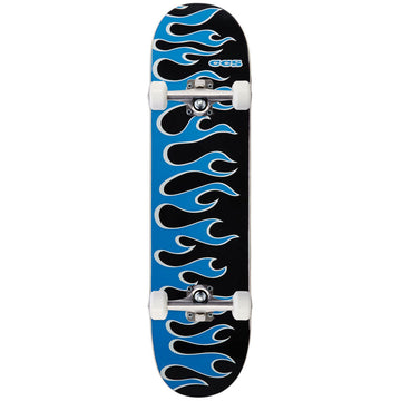 CCS Flames Mini Skateboard Complete - Black/Blue - 7.25
