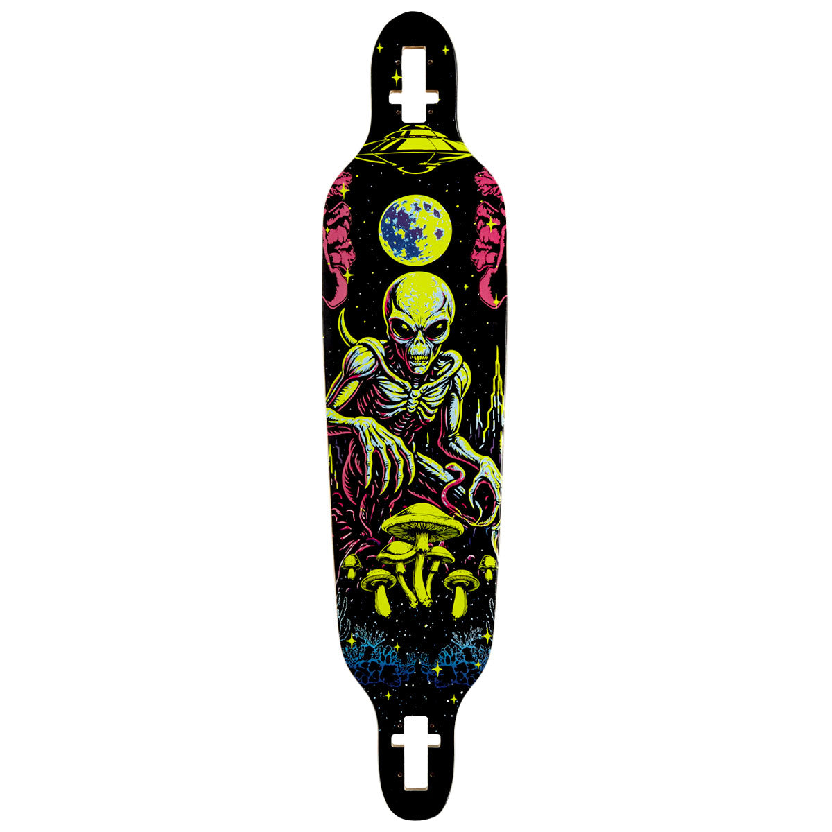 Daddies Mall Poster Drop Thru Longboard Deck - Black/Glow image 1