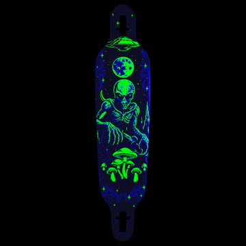 Daddies Mall Poster Blacklight Drop Thru Longboard Deck - Black/Glow