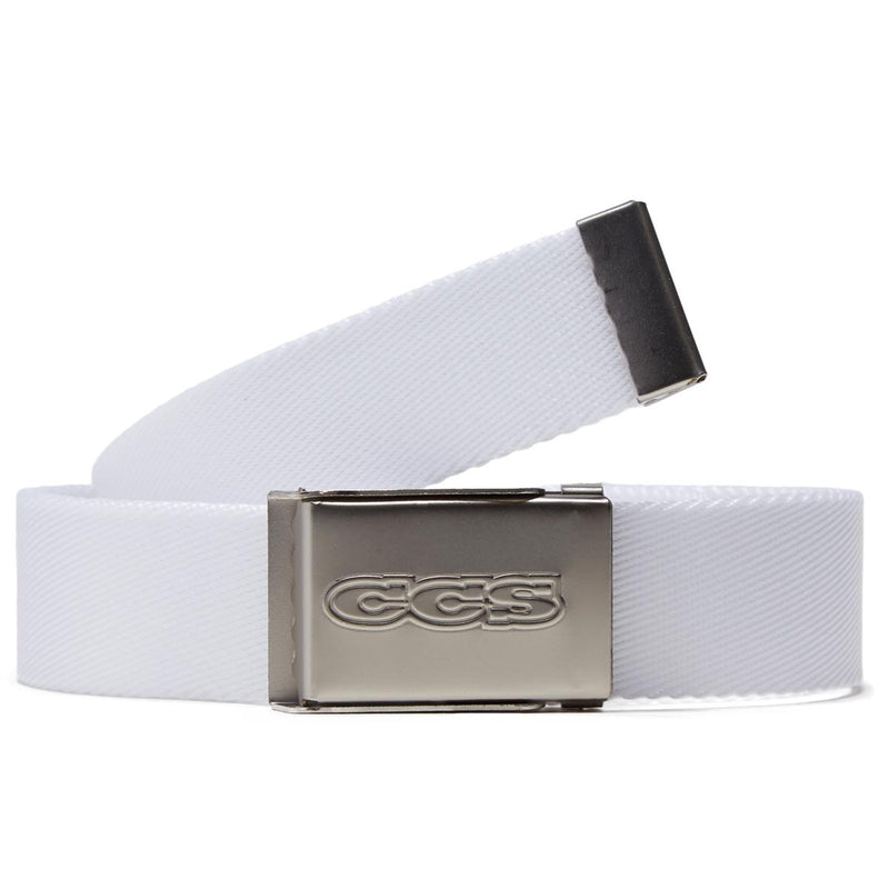 CCS Silver 96 Logo Web Belt - White