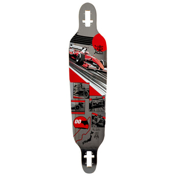 Daddies Race Car Foil Drop Thru Longboard Deck - Silver Foil/Red