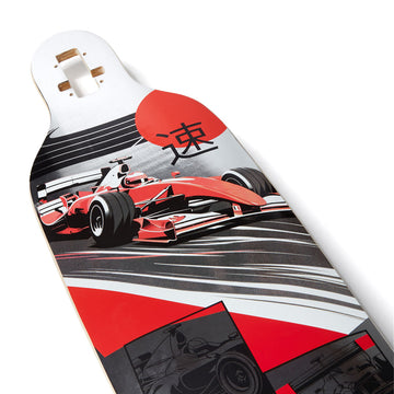 Daddies Race Car Foil Drop Thru Longboard Complete - Silver Foil/Red