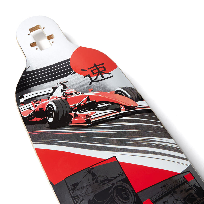 Daddies Race Car Foil Drop Thru Longboard Deck - Silver Foil/Red