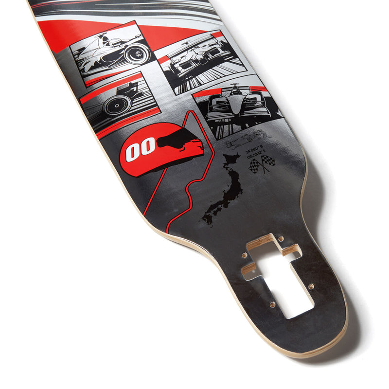 Daddies Race Car Foil Drop Thru Longboard Deck - Silver Foil/Red