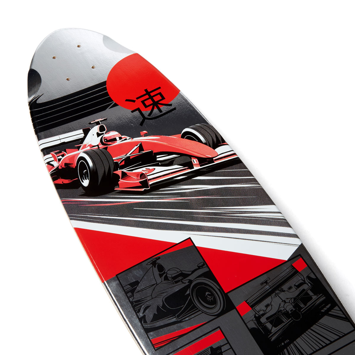Daddies Race Car Pintail Longboard Deck - Silver Foil/Red image 2