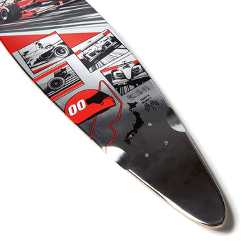 Daddies Race Car Foil Pintail Longboard Deck - Silver Foil/Red