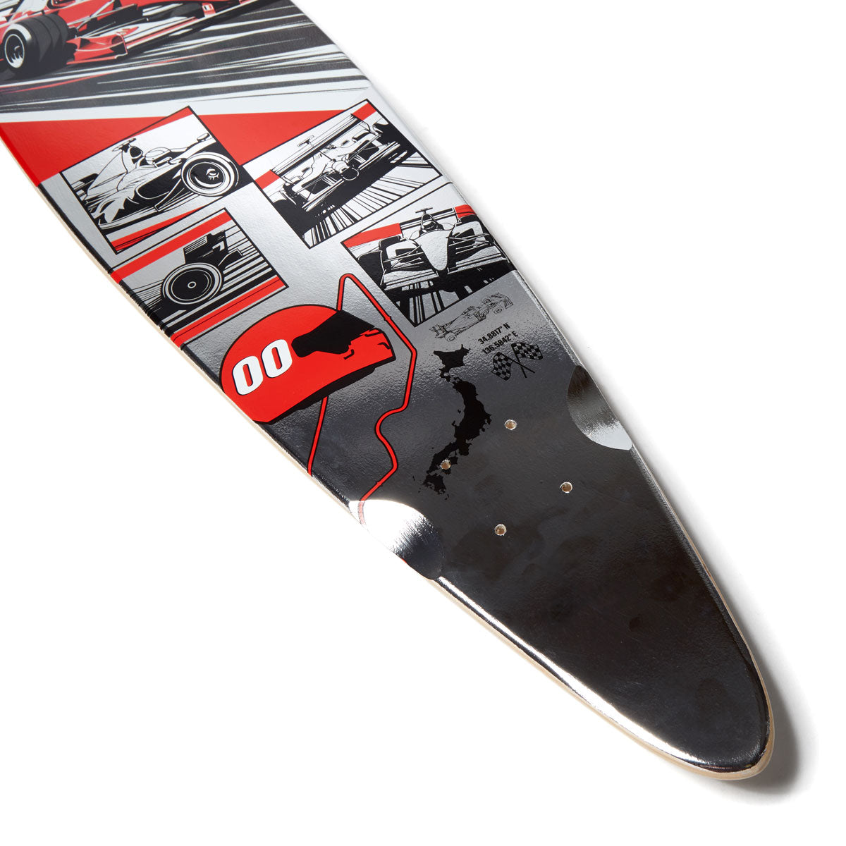 Daddies Race Car Pintail Longboard Complete - Silver Foil/Red image 4