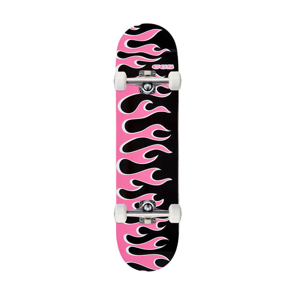CCS Flames Mini Skateboard Complete - Black/Pink