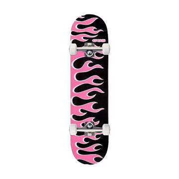 CCS Flames Mini Skateboard Complete - Black/Pink - 7.25