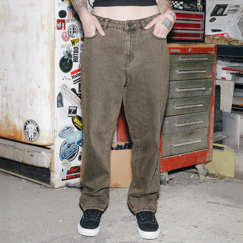 CCS Baggy Taper Denim Jeans - Acid Brown