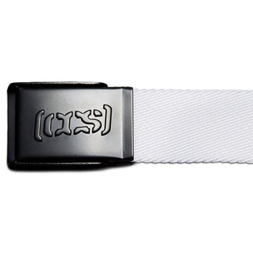 CCS Black Logo Buckle Belt - White
