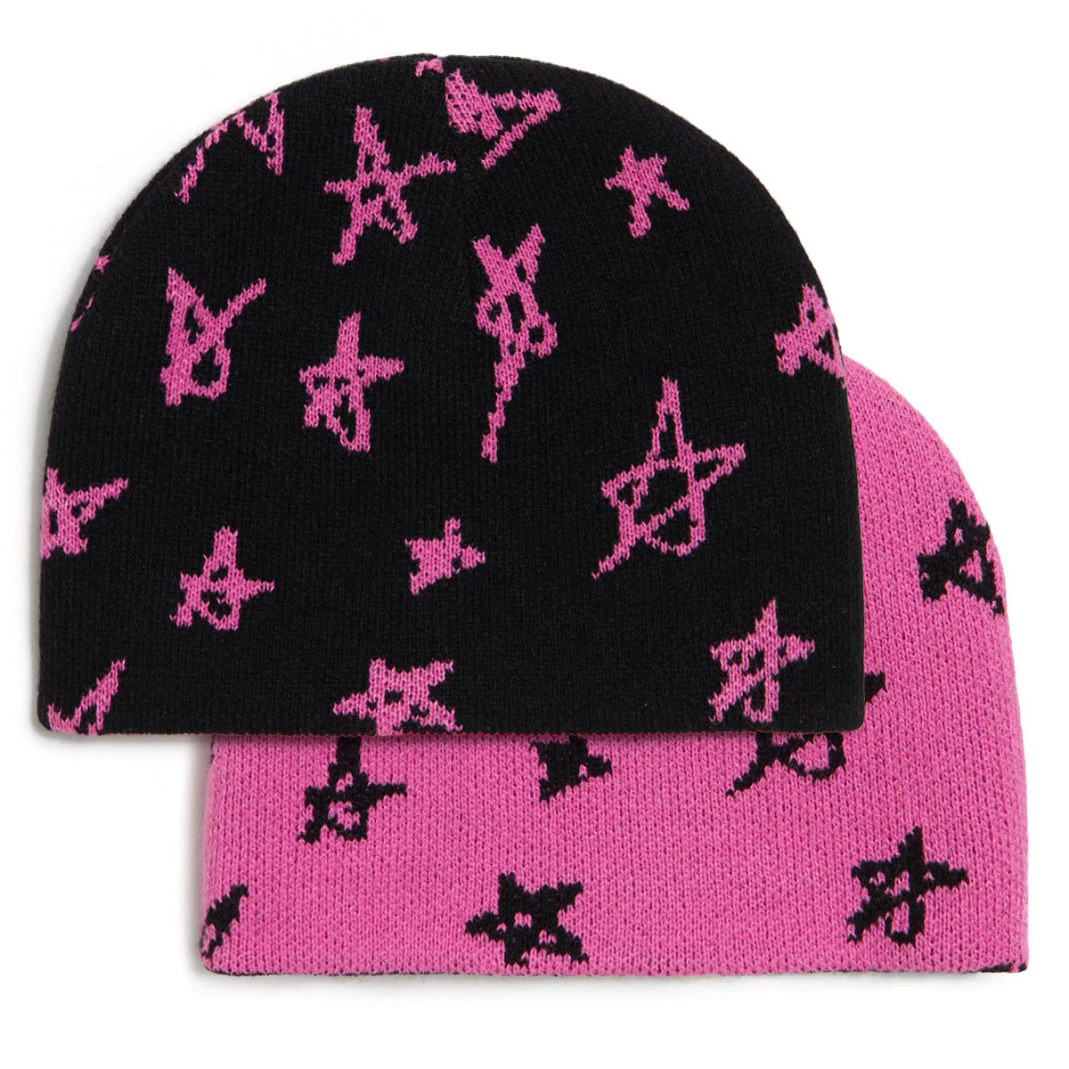 CCS Stars Reversible Skully Beanie - Black/Pink image 1