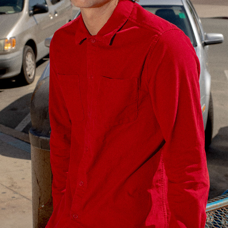 CCS Long Sleeve Corduroy Shirt - Crimson
