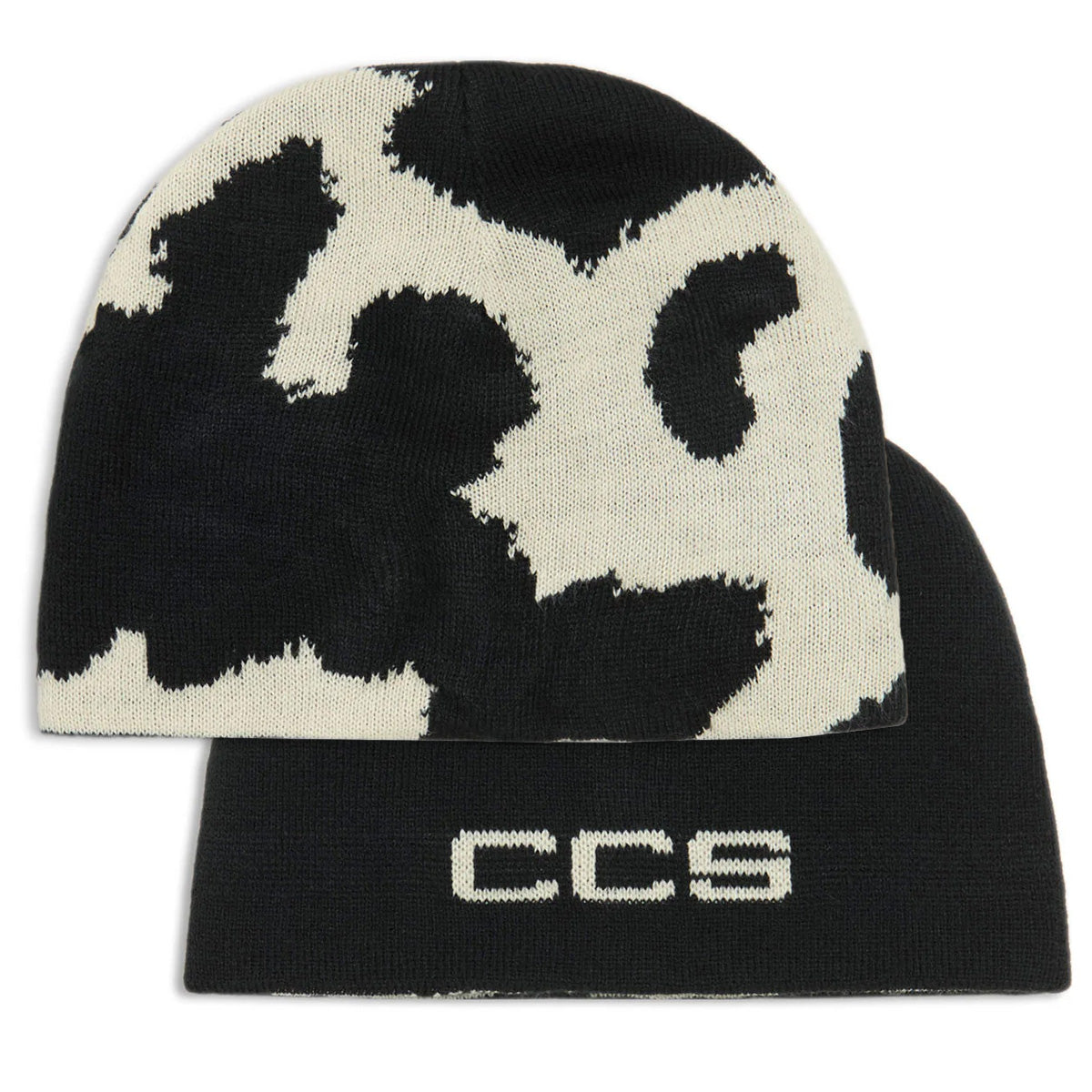 CCS Reversible Cow Skully Beanie - Black/Natural