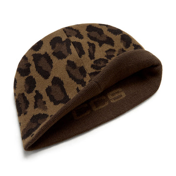 CCS Reversible Leopard Skully Beanie - Brown
