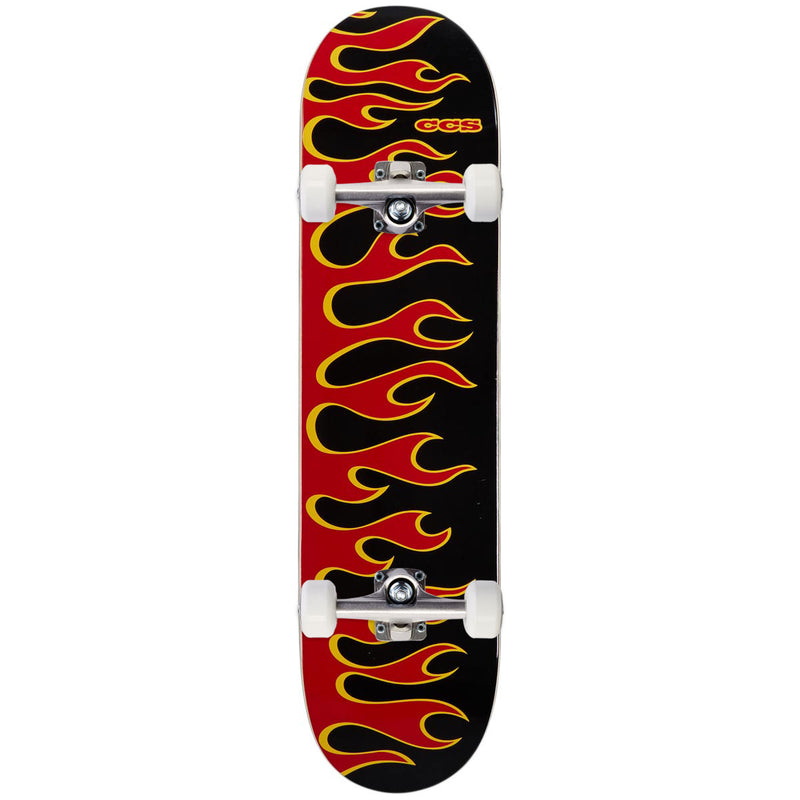 CCS Flames Mini Skateboard Complete - Black/Red - 7.25