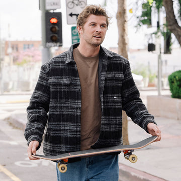 CCS Quilted Flannel Jacket - Black/White