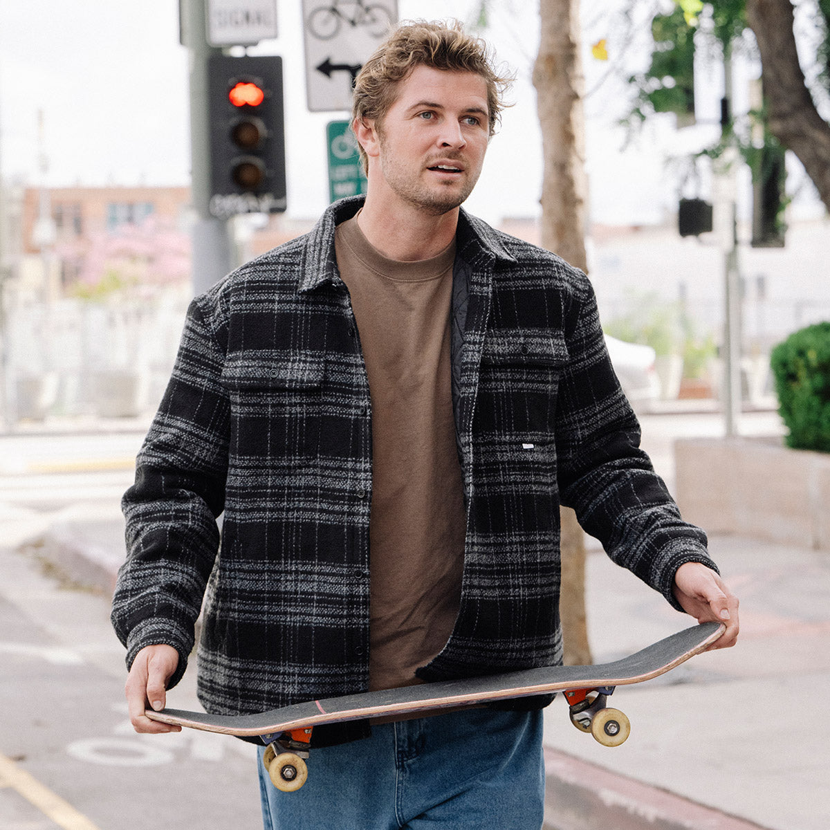 CCS Quilted Flannel Jacket - Black/White