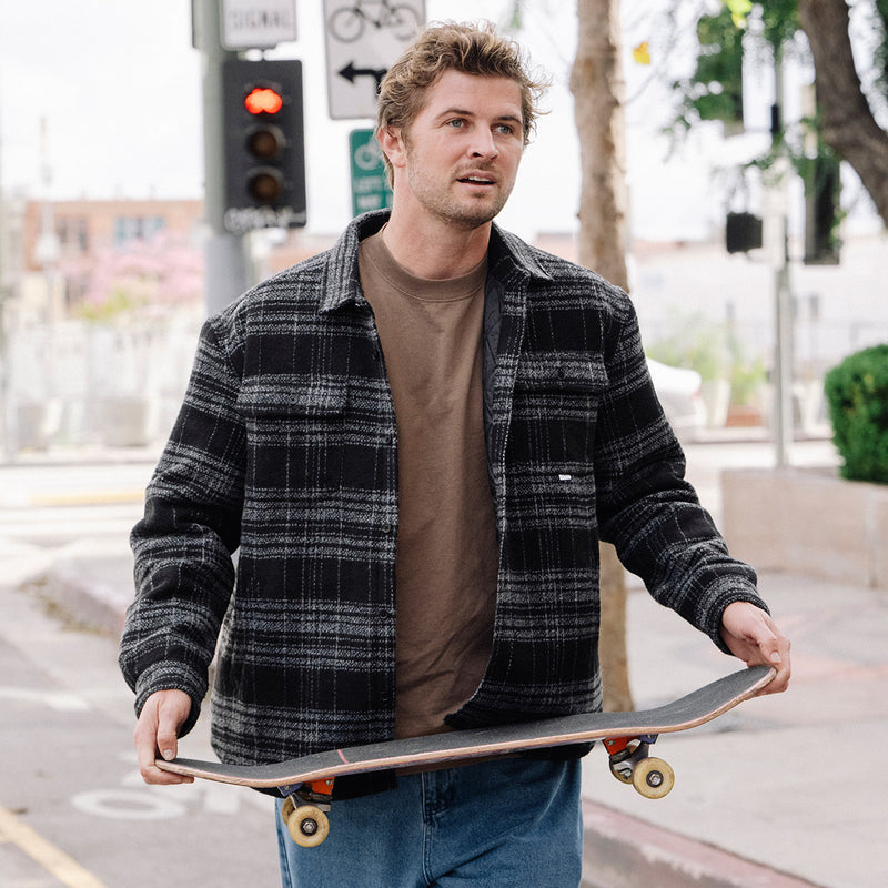 CCS Quilted Flannel Jacket - Black/White