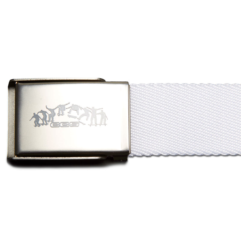 CCS Silver Kickflip Buckle Belt - White