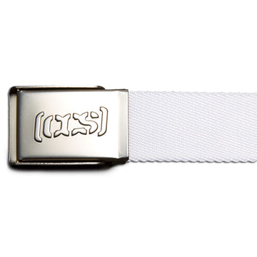 CCS Silver Logo Buckle Belt - White
