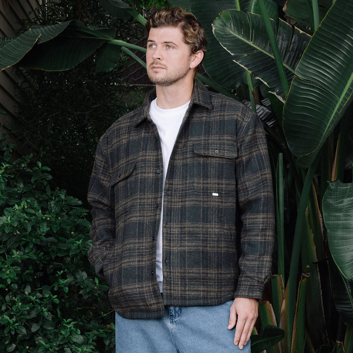 CCS Quilted Flannel Jacket - Green/Brown