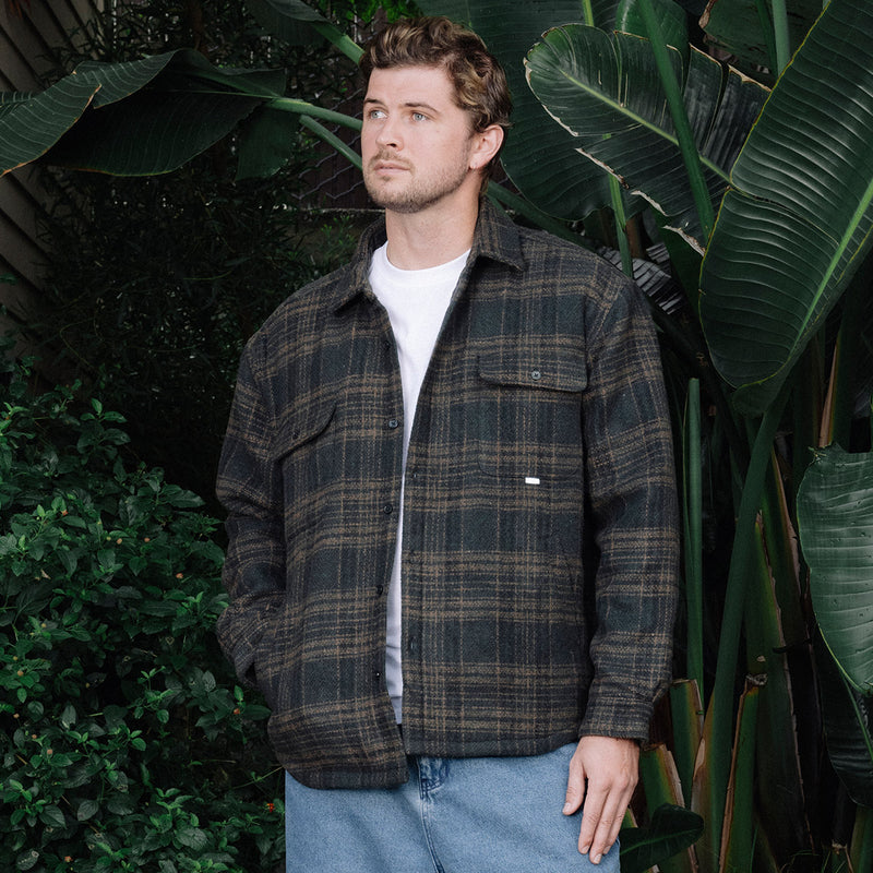 CCS Quilted Flannel Jacket - Green/Brown