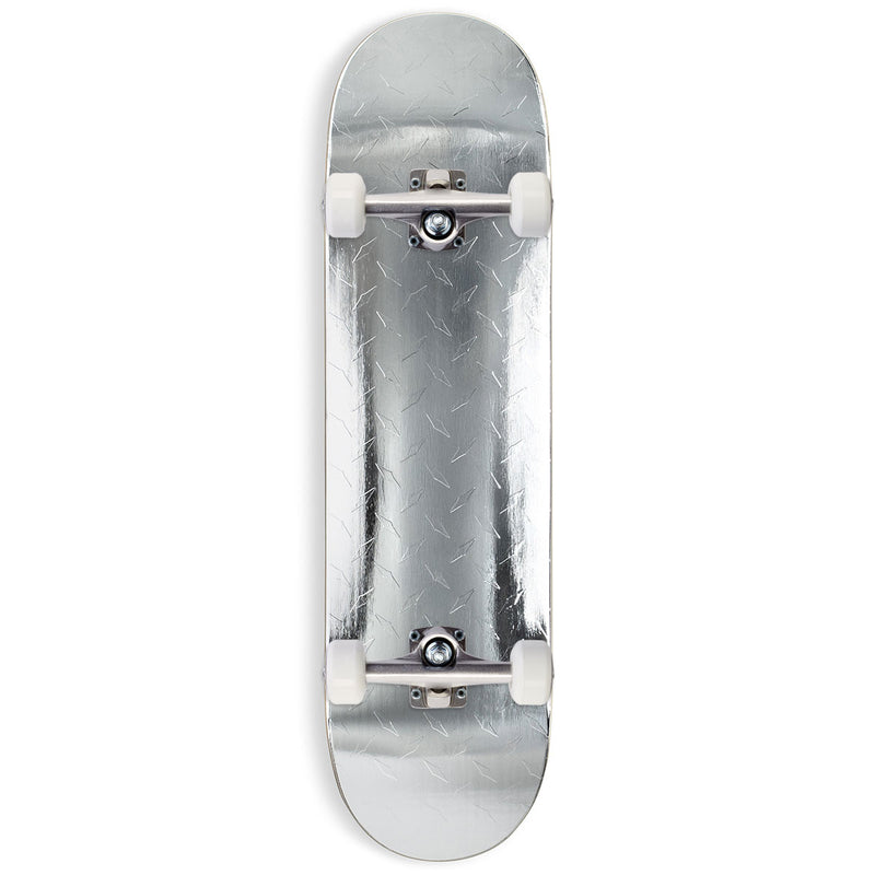 CCS Diamond Plate Embossed Skateboard Complete - Silver Foil - 8.00