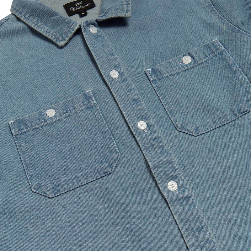 CCS Custom Embroidered Work Shirt - Light Blue Denim