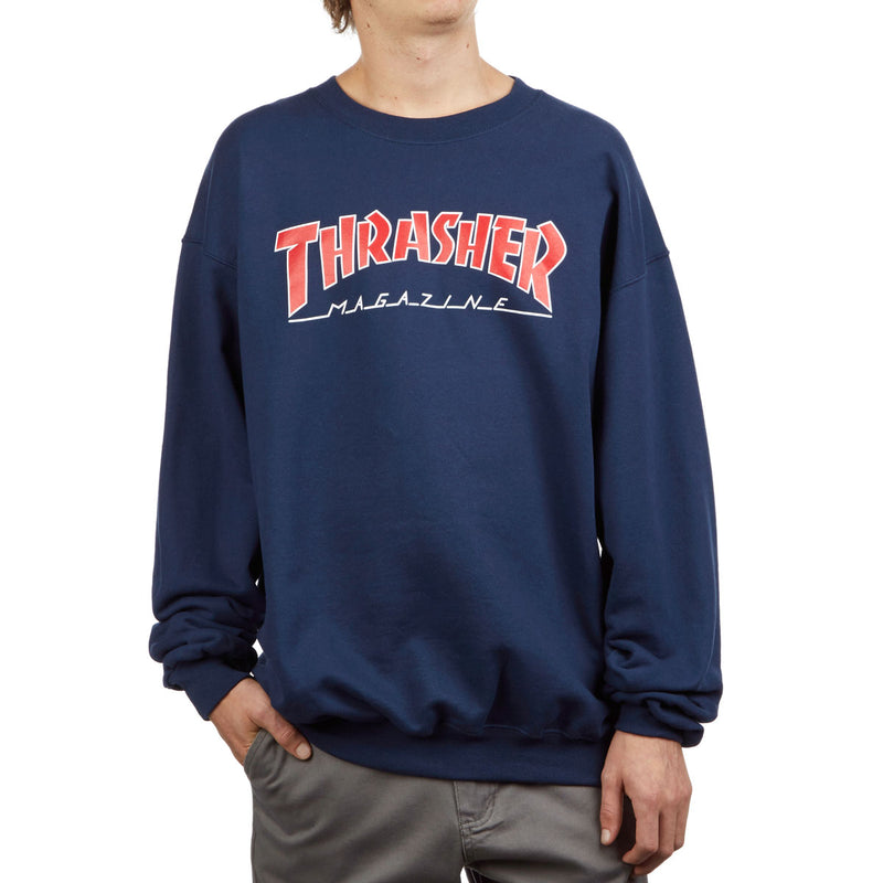 Thrasher Oulined Crew Sweatshirt - Navy Blue