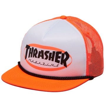 Thrasher Ellipse Mag Logo Trucker Rope Hat - Orange