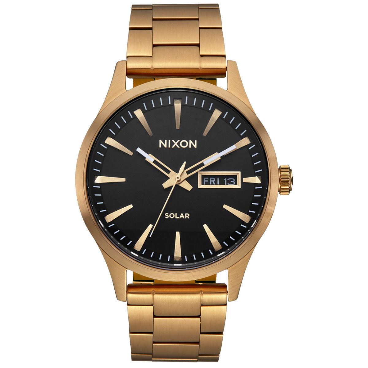 Nixon Sentry Solar Stainless Steel Watch - All Gold/Black image 1