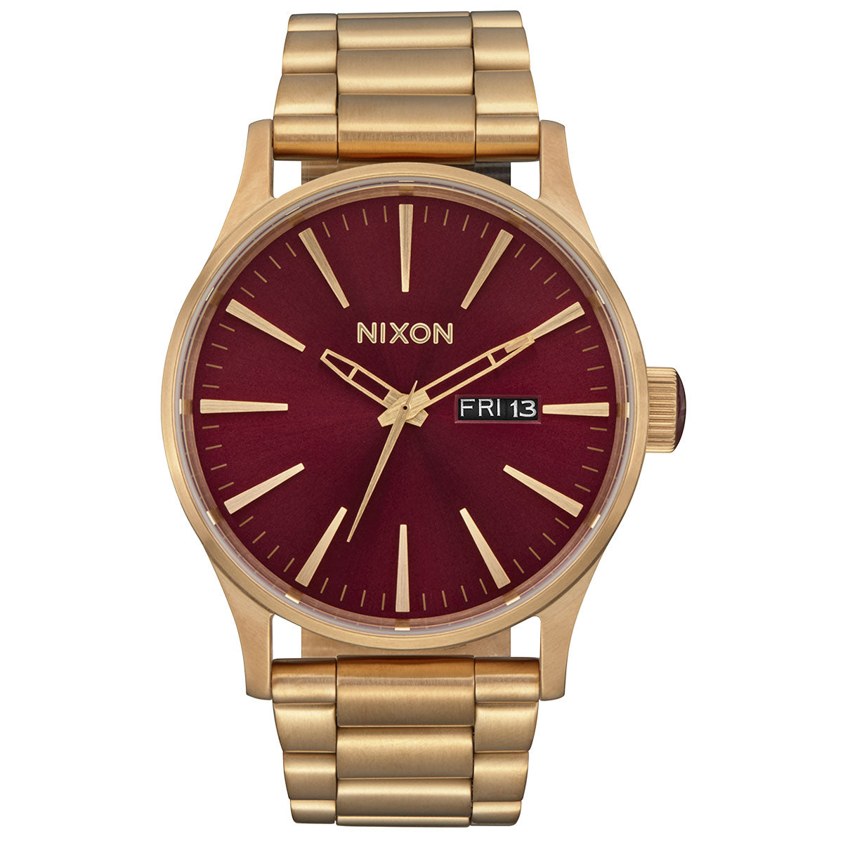 Nixon Sentry Stainless Steel Watch - Oxblood Sunray/Gold image 1