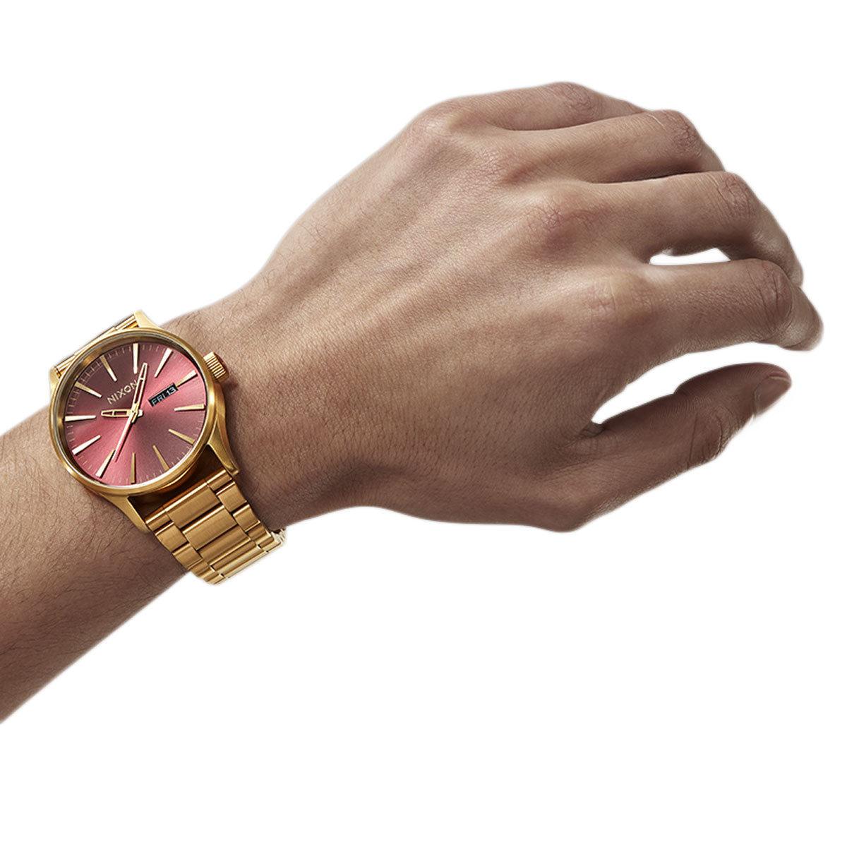 Nixon Sentry Stainless Steel Watch - Oxblood Sunray/Gold image 5