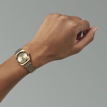 Nixon Small Time Teller Watch - Light Gold/Silver/Vintage White