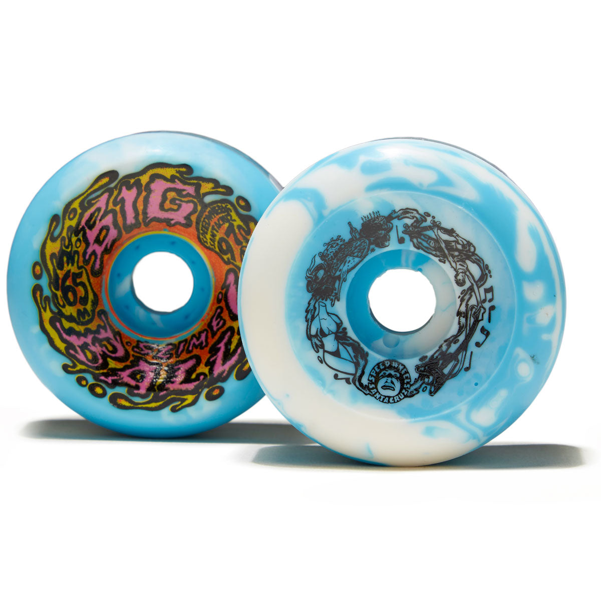 Slime Balls Big Balls 97a Skateboard Wheels - Blue/White Swirl - 65mm image 2